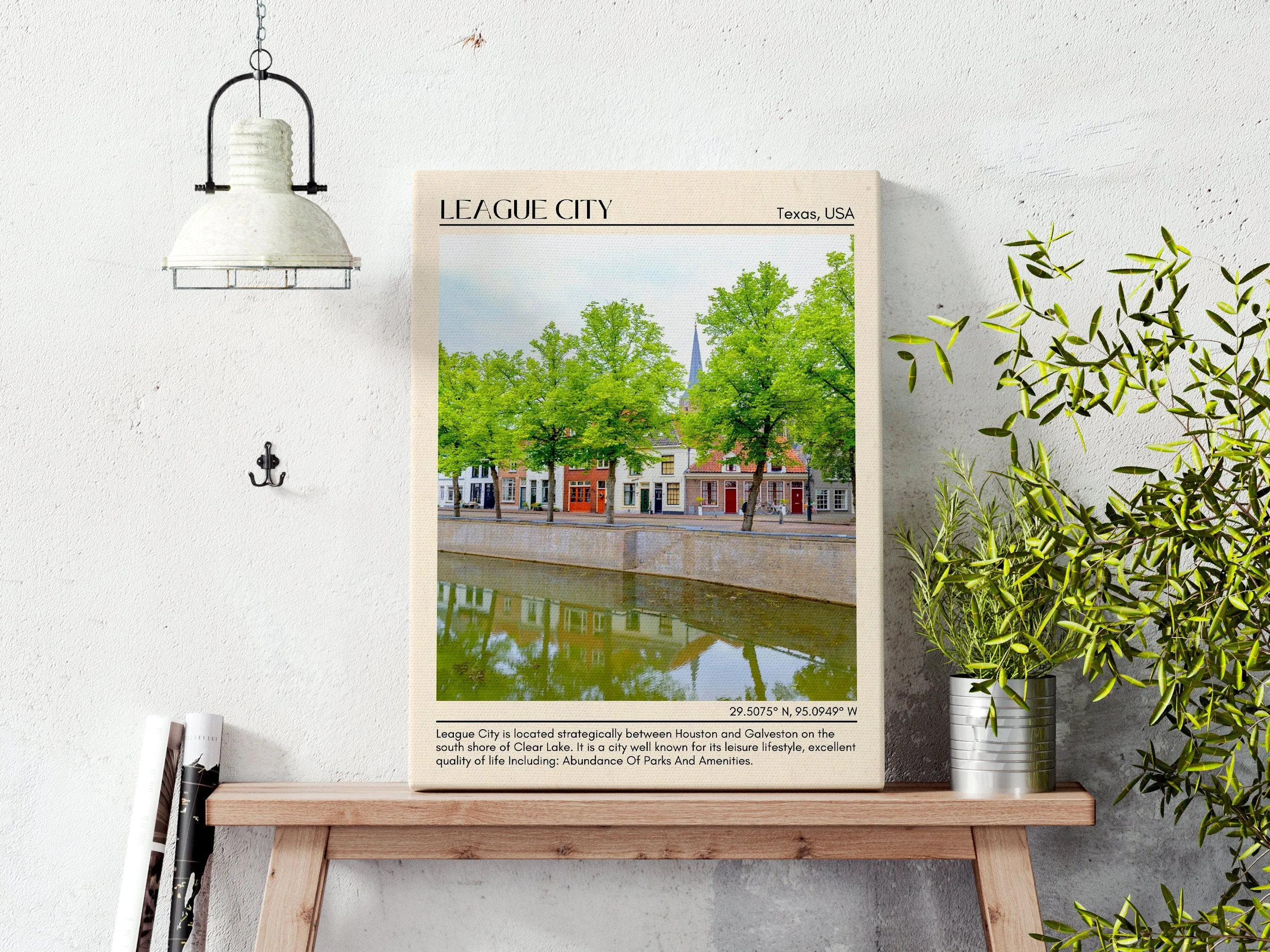 League City Minimal Wall Art, Texas, USA