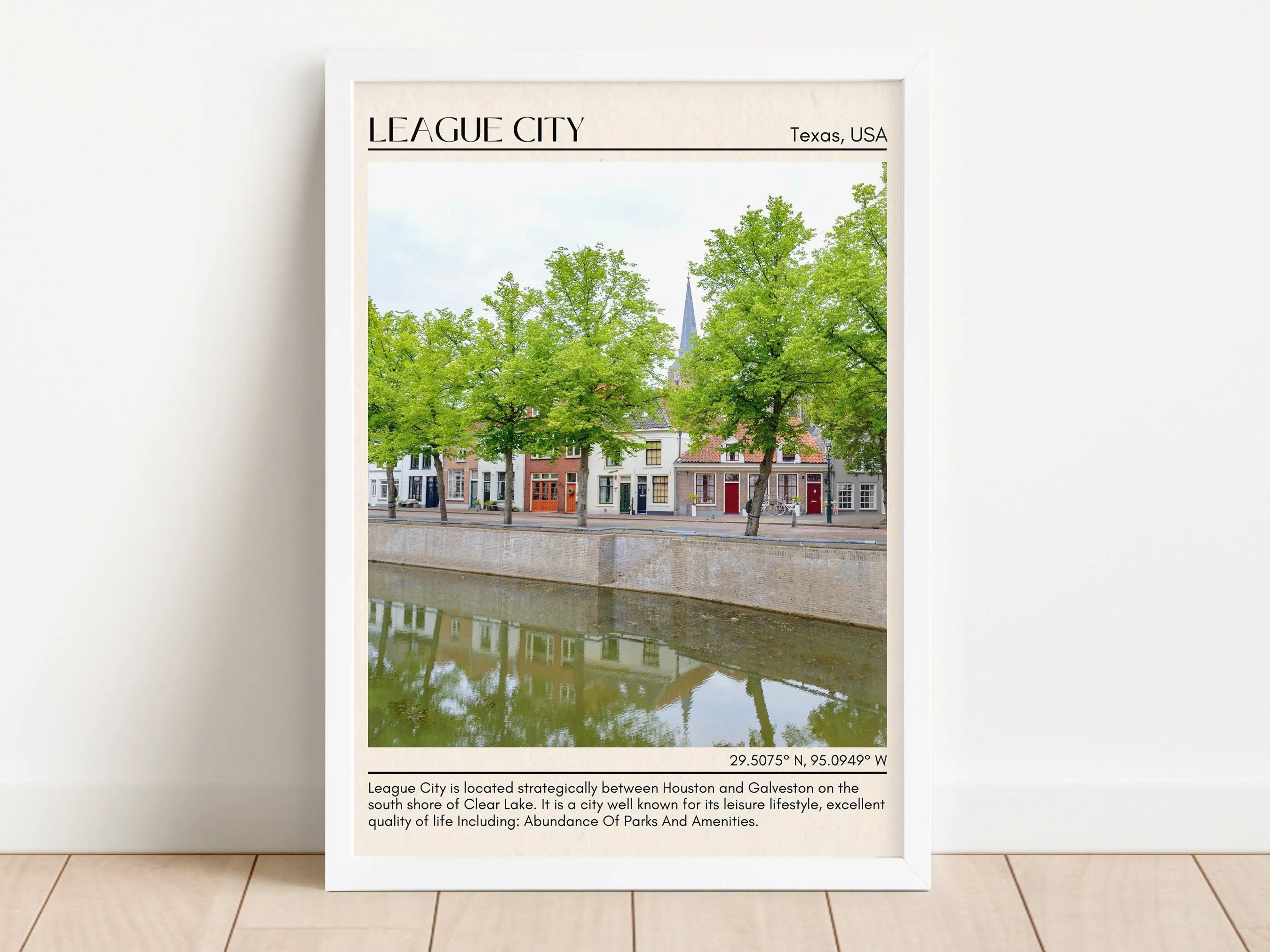 League City Minimal Wall Art, Texas, USA