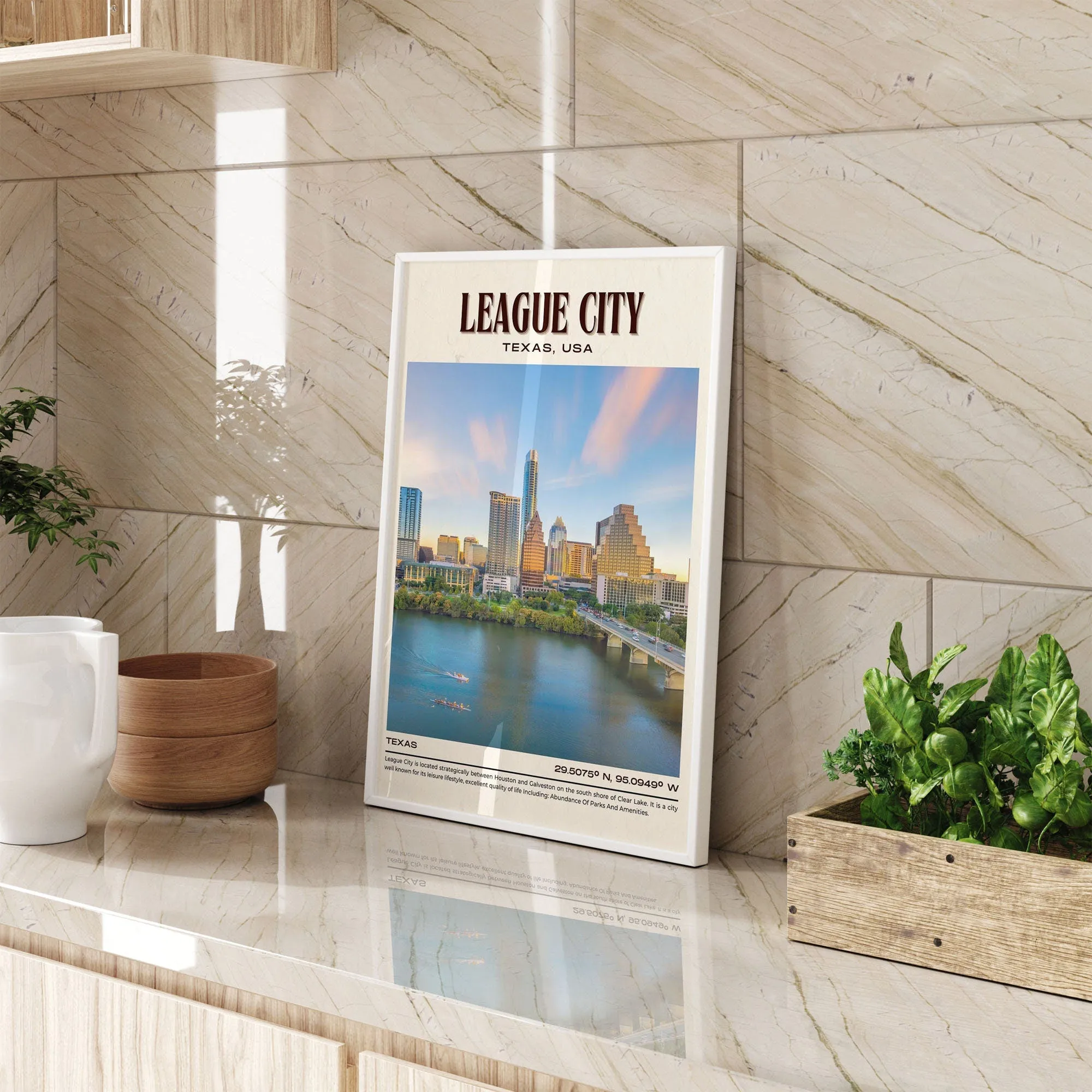 League City Vintage Wall Art, Texas, USA