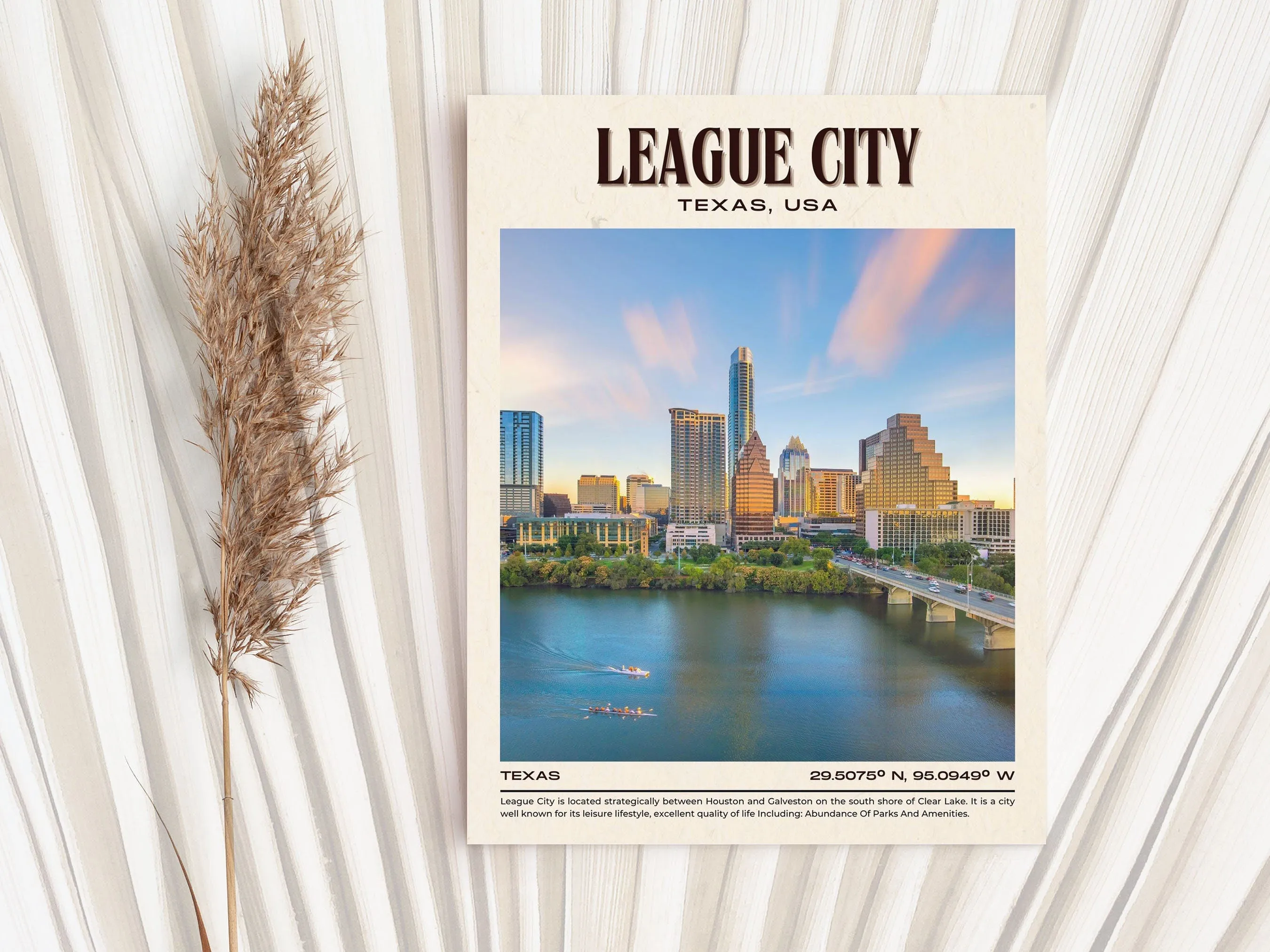 League City Vintage Wall Art, Texas, USA