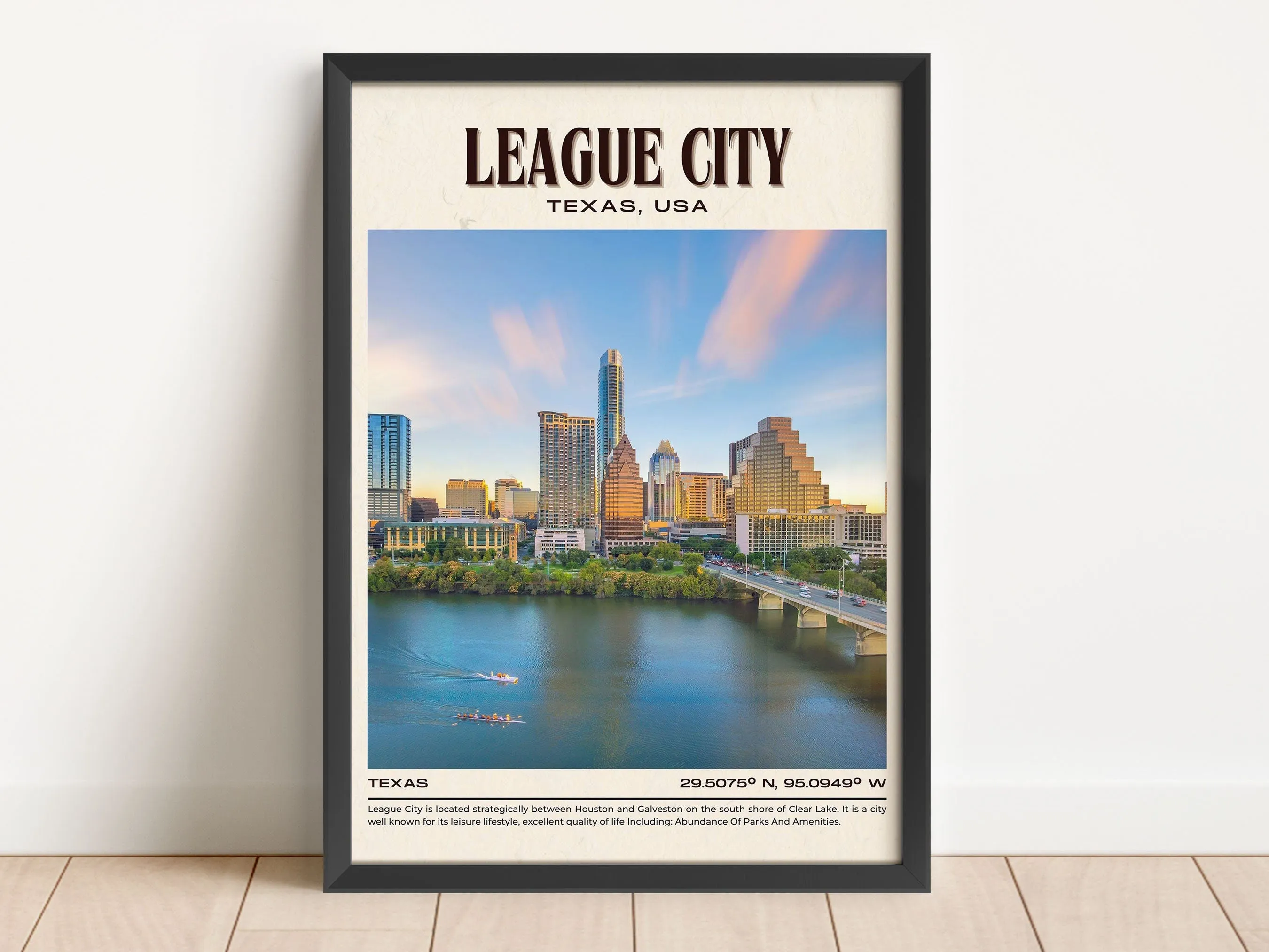 League City Vintage Wall Art, Texas, USA