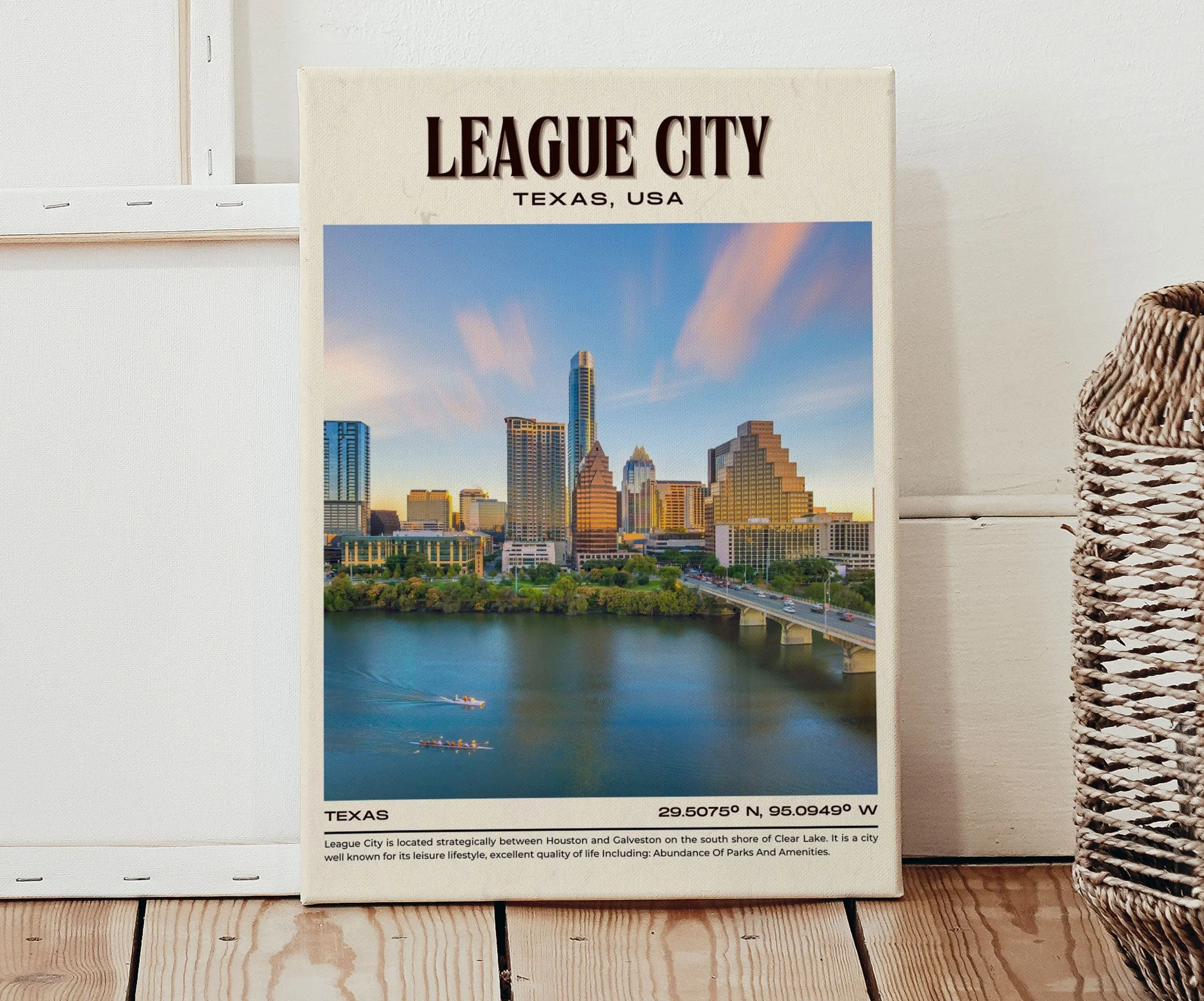 League City Vintage Wall Art, Texas, USA