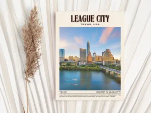 League City Vintage Wall Art, Texas, USA