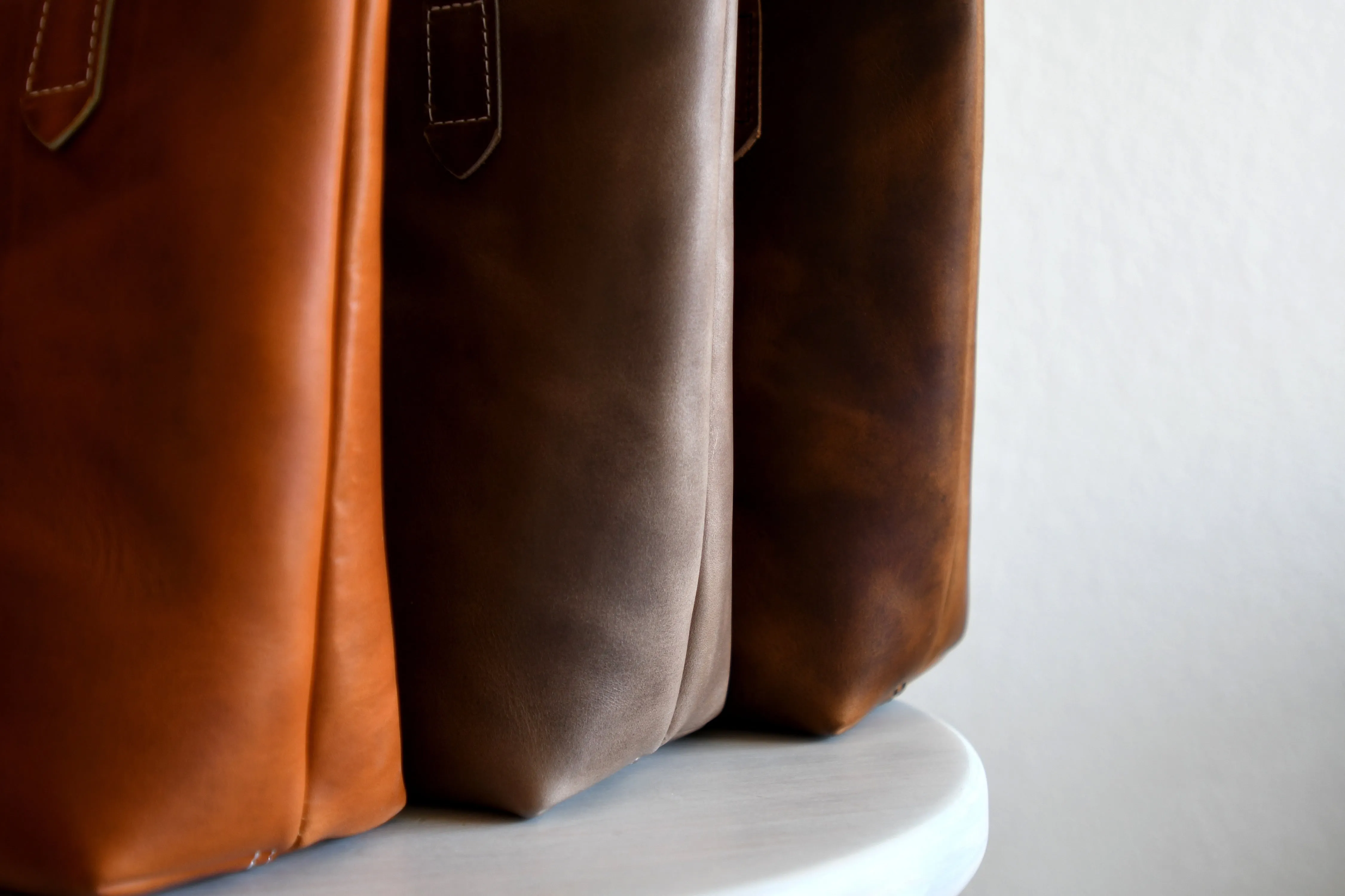 Leather Market Tote Bag in Aged Whiskey Horween Leather