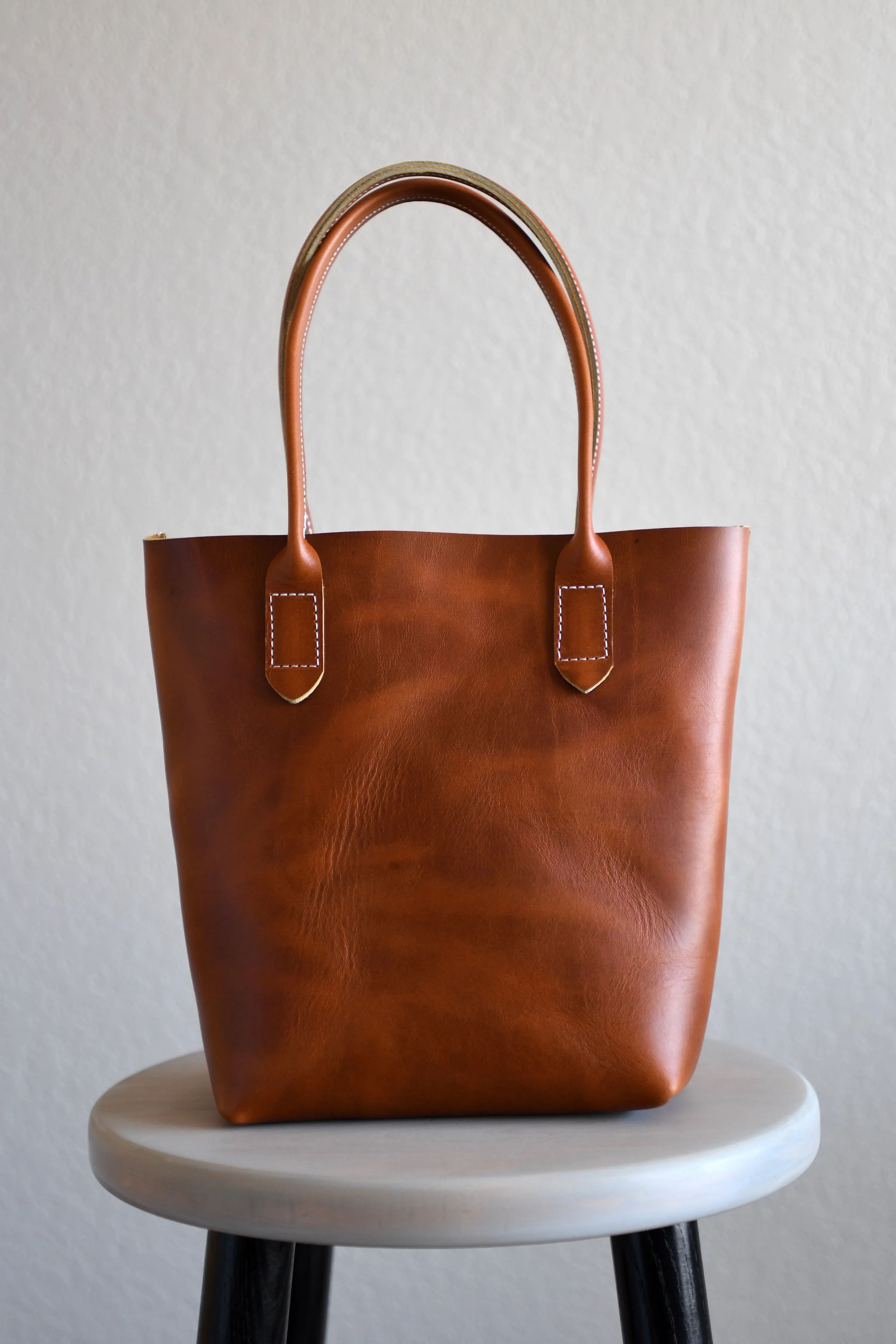 Leather Market Tote Bag in Aged Whiskey Horween Leather