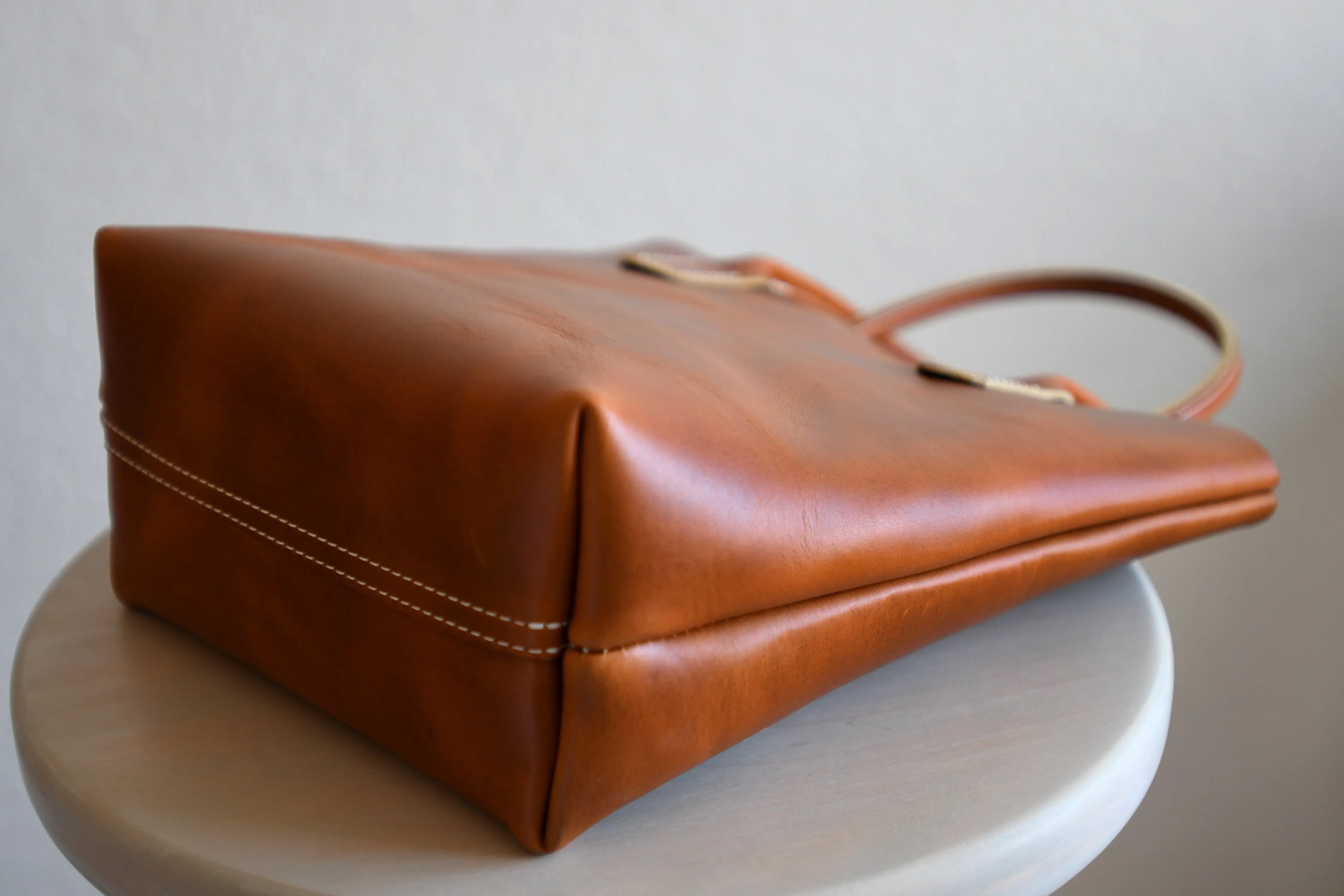 Leather Market Tote Bag in Aged Whiskey Horween Leather