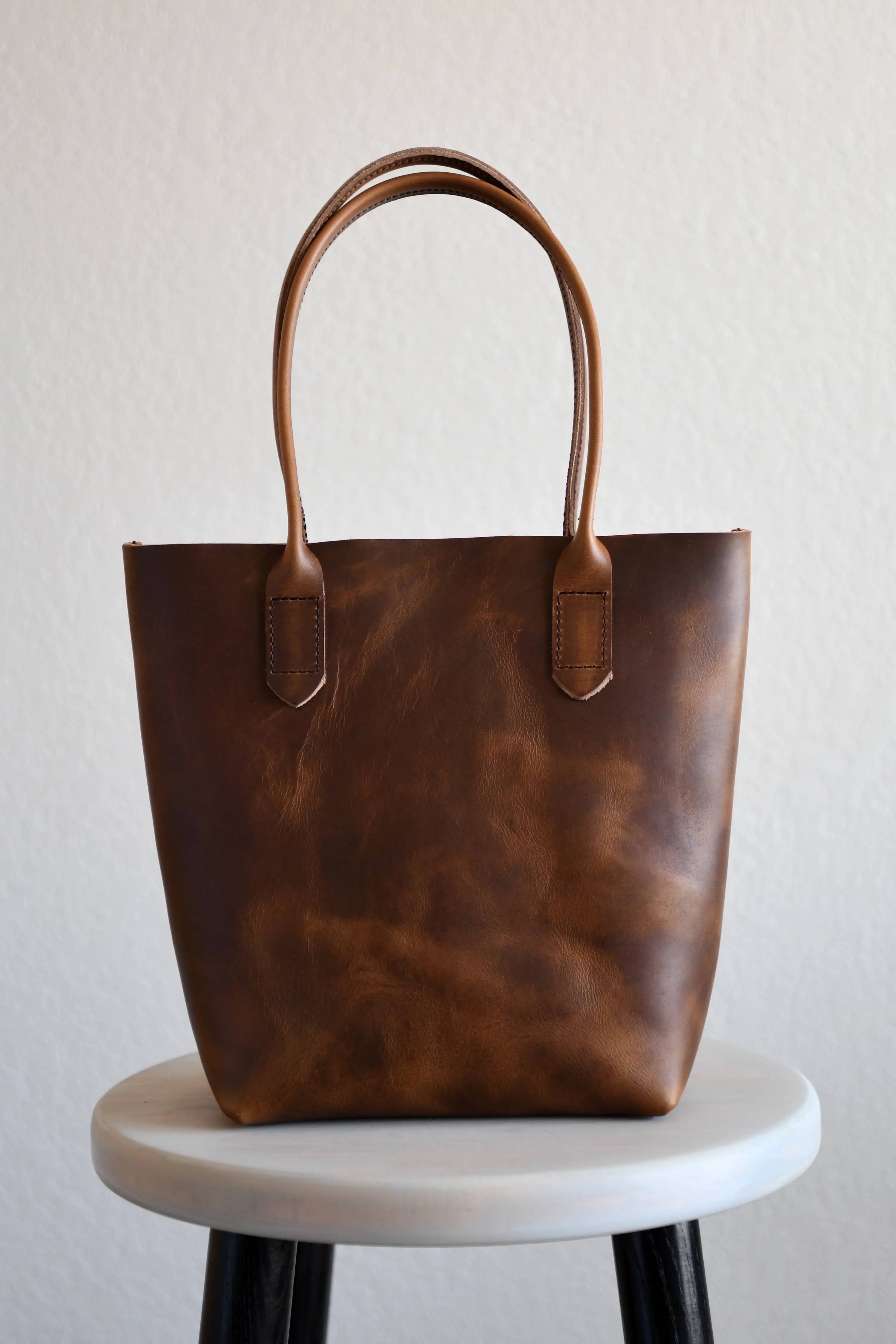 Leather Market Tote Bag in Aged Whiskey Horween Leather