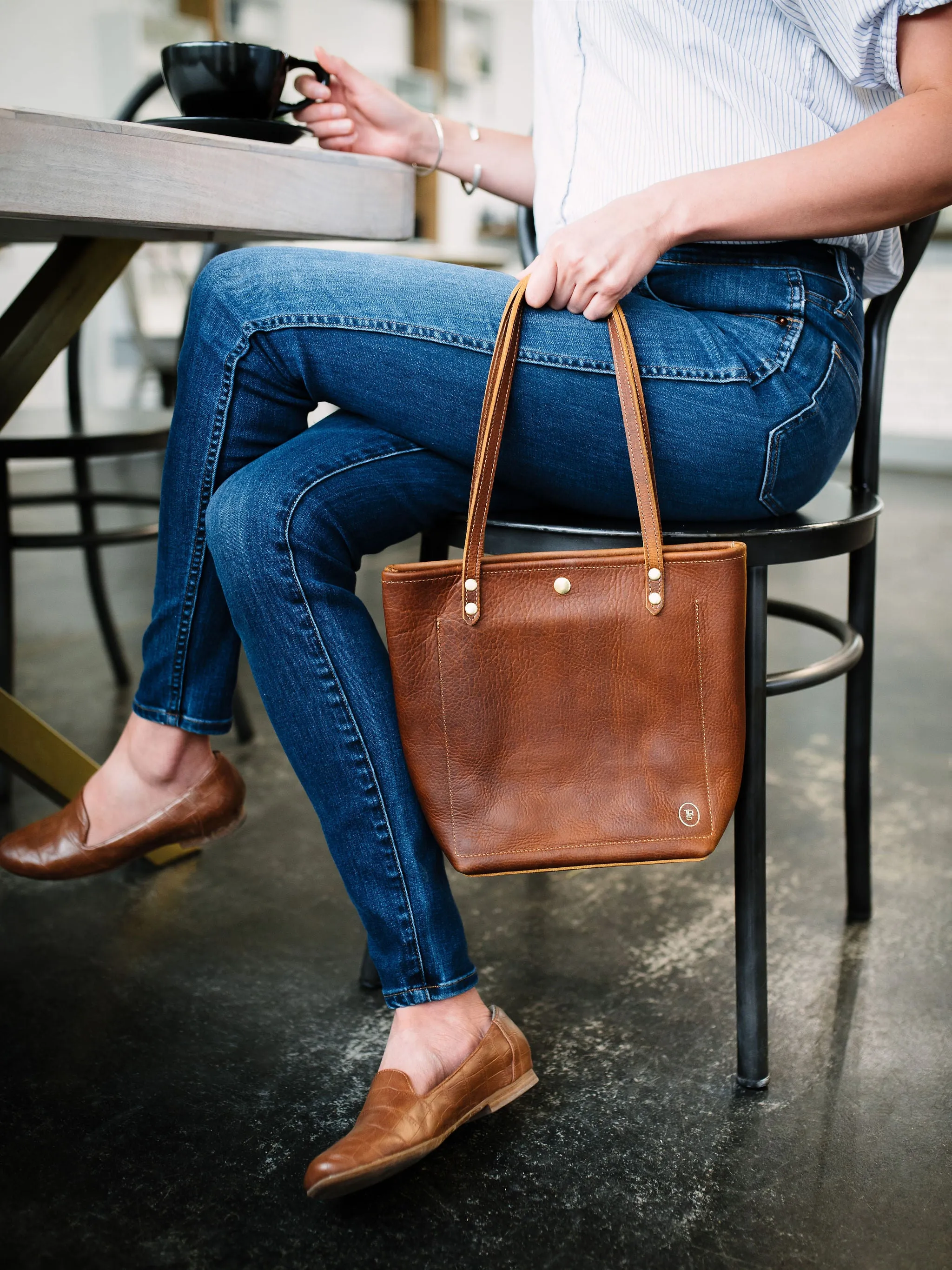 Leather Market Tote Bag in Wild Honey Kodiak Leather