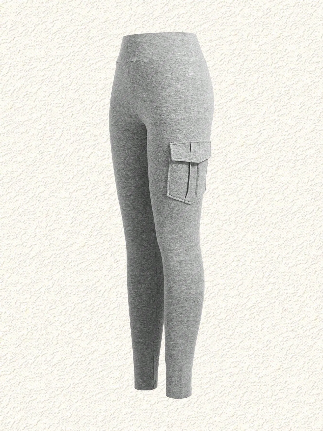 Leggings Largos Ajustados en Punto Gris para Mujer