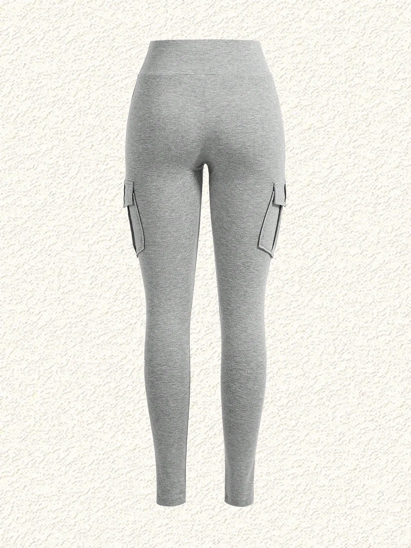 Leggings Largos Ajustados en Punto Gris para Mujer