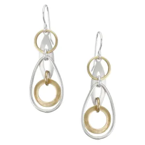 Linked and Layered Round and Oval Rings Wire Earring