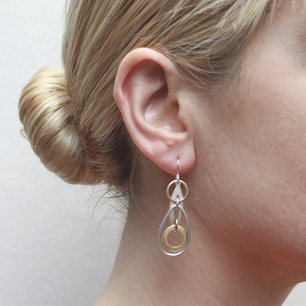Linked and Layered Round and Oval Rings Wire Earring