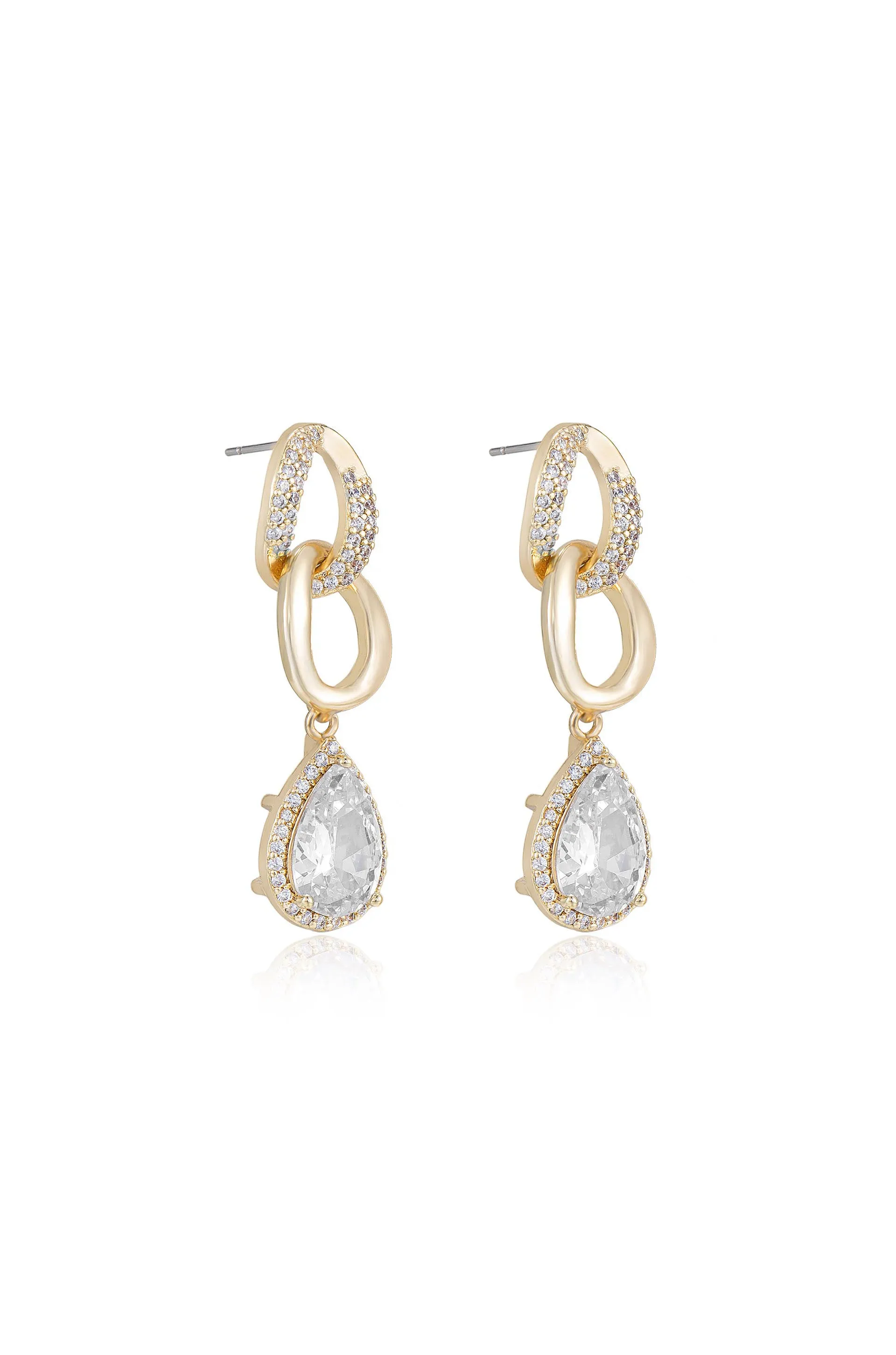 Linked Drop Crystal Earrings