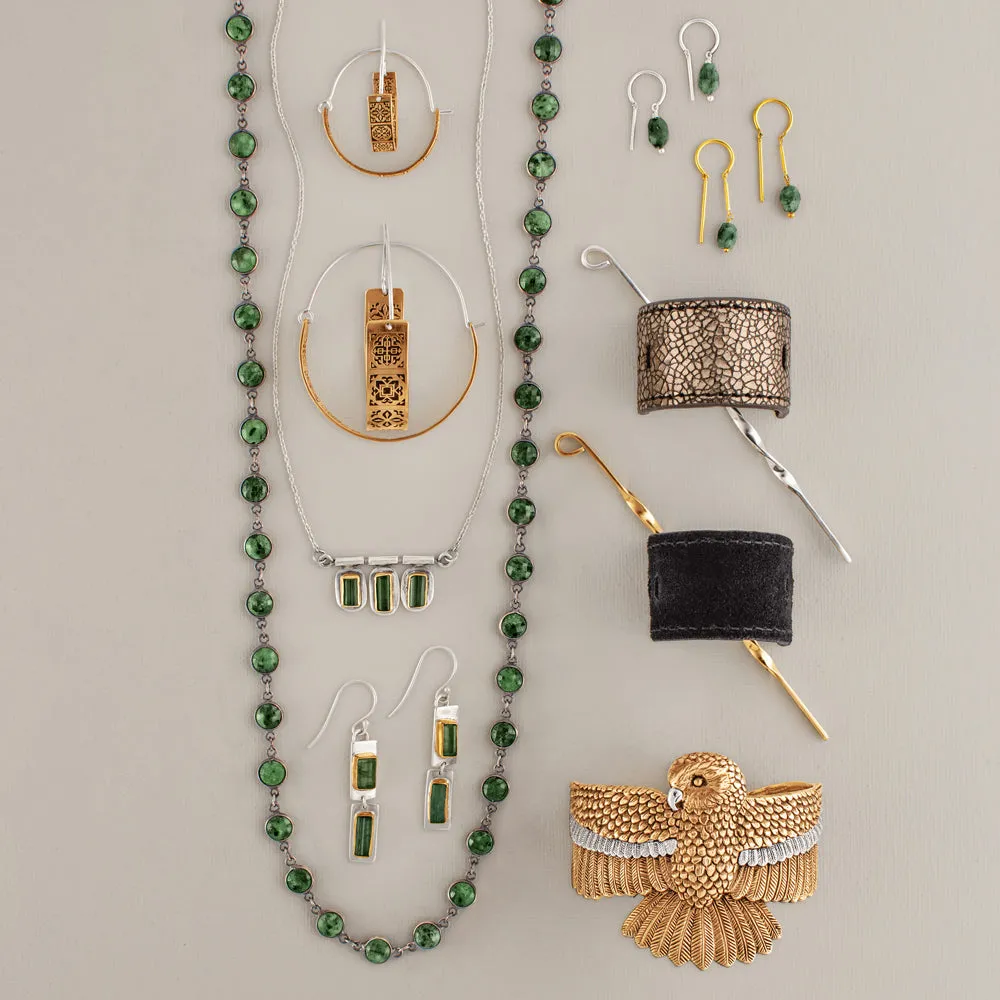 Linked Many Moons Necklace in Ruby Zoisite & Antiqued Silver  | Available to Ship March 7, 2025