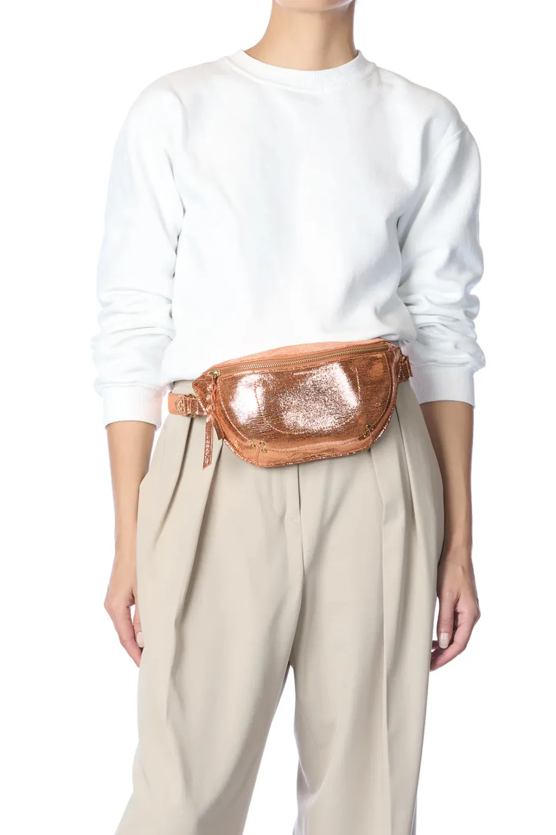 Lino Banane Bag | Lamé Rose Gold