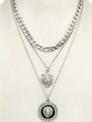 Lion Heart Necklace - Silver