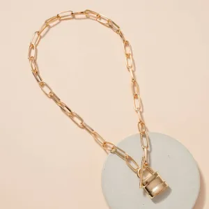 Lock Charm Toggle Closure Necklace