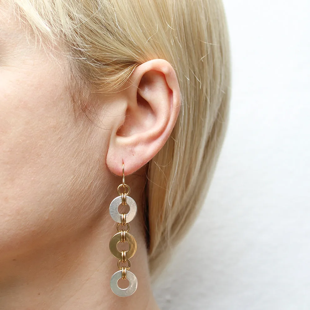 Long Double Linked Rings Wire Earrings