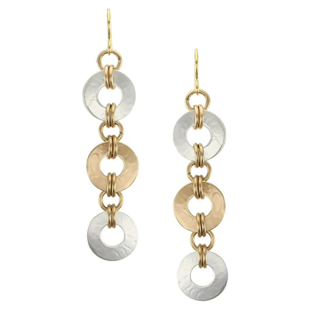 Long Double Linked Rings Wire Earrings