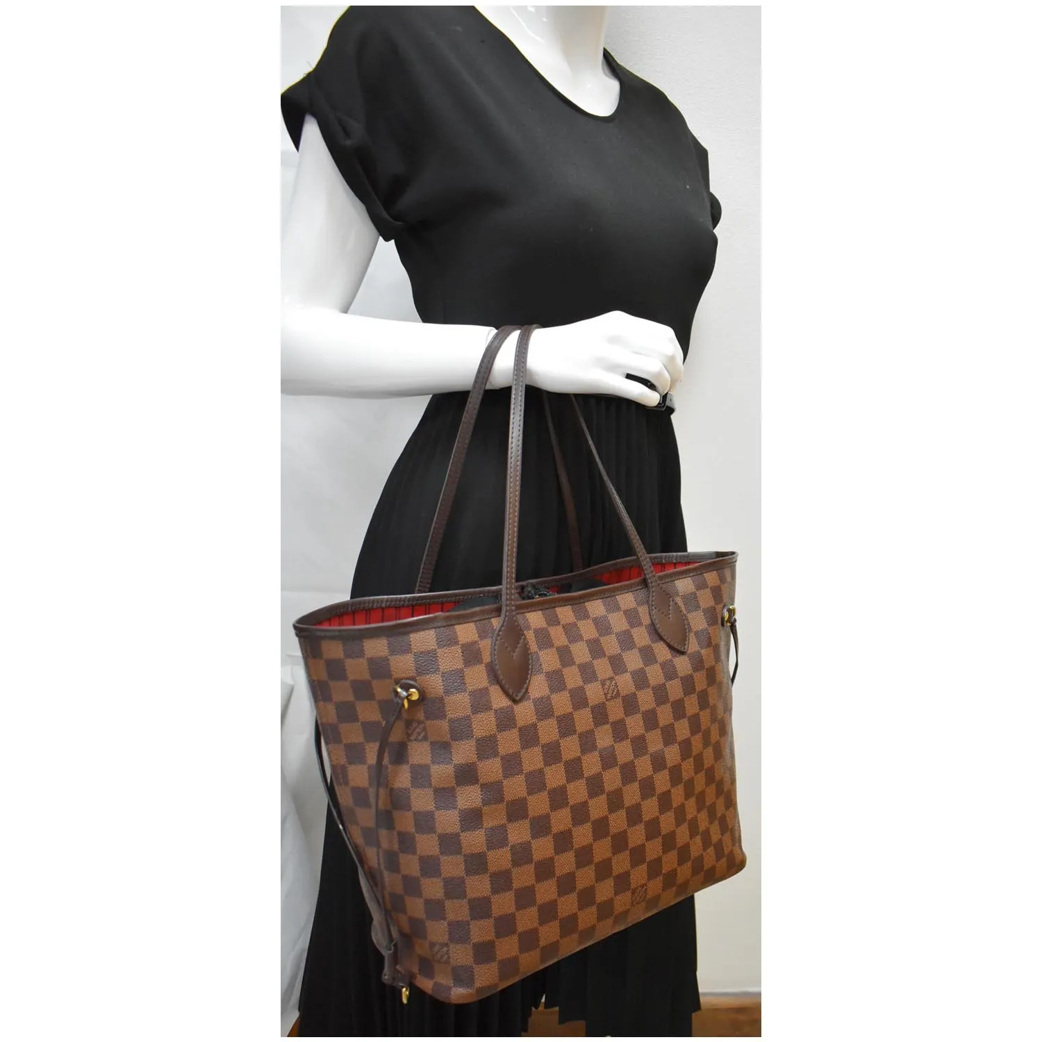 LOUIS VUITTON  Neverfull MM Damier Ebene Tote Bag Brown