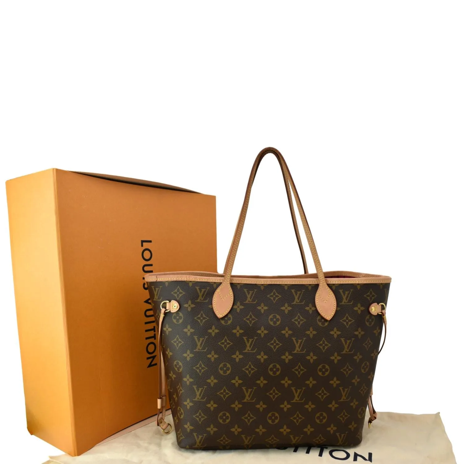 LOUIS VUITTON Neverfull MM Monogram Canvas Tote Bag Brown