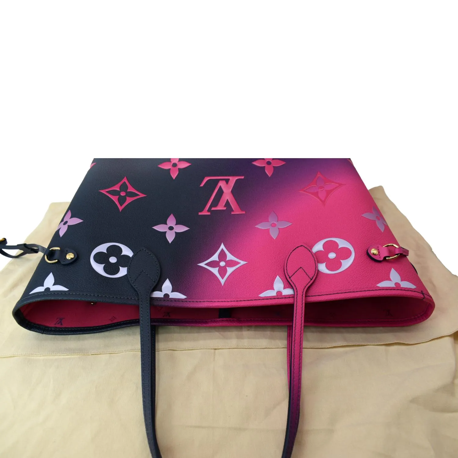 LOUIS VUITTON Neverfull MM Monogram Canvas Tote Bag Midnight Fuchsia