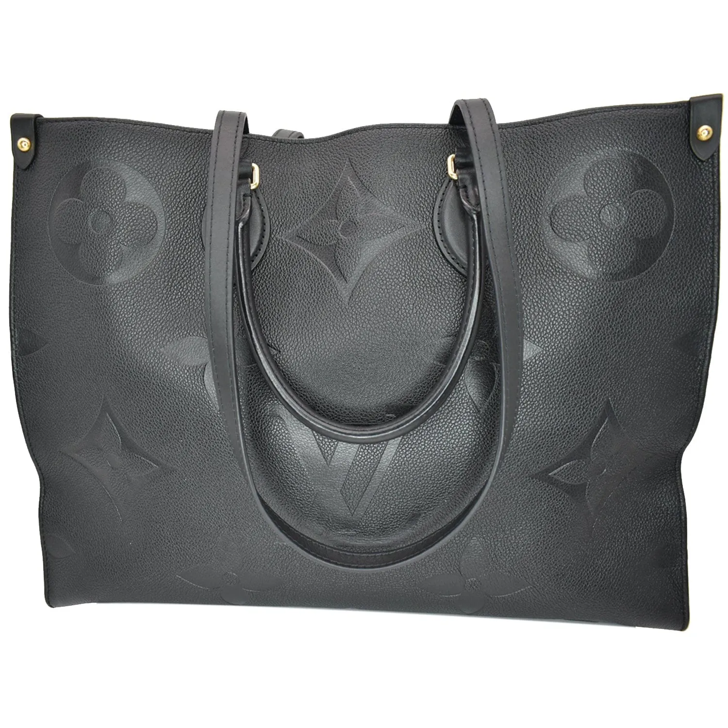LOUIS VUITTON Onthego GM Monogram Empreinte Leather Tote Bag Black