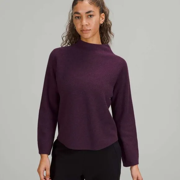 Lululemon Boxy Cotton-Blend Sweater Heathered Vintage Plum | XS/S