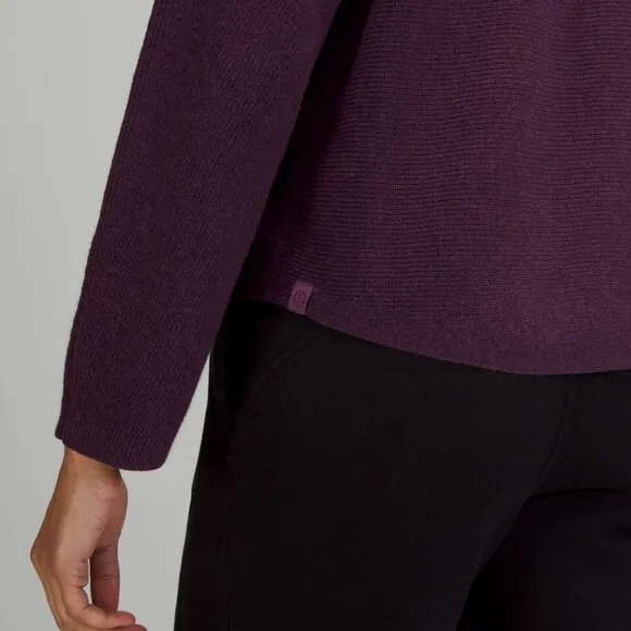Lululemon Boxy Cotton-Blend Sweater Heathered Vintage Plum | XS/S