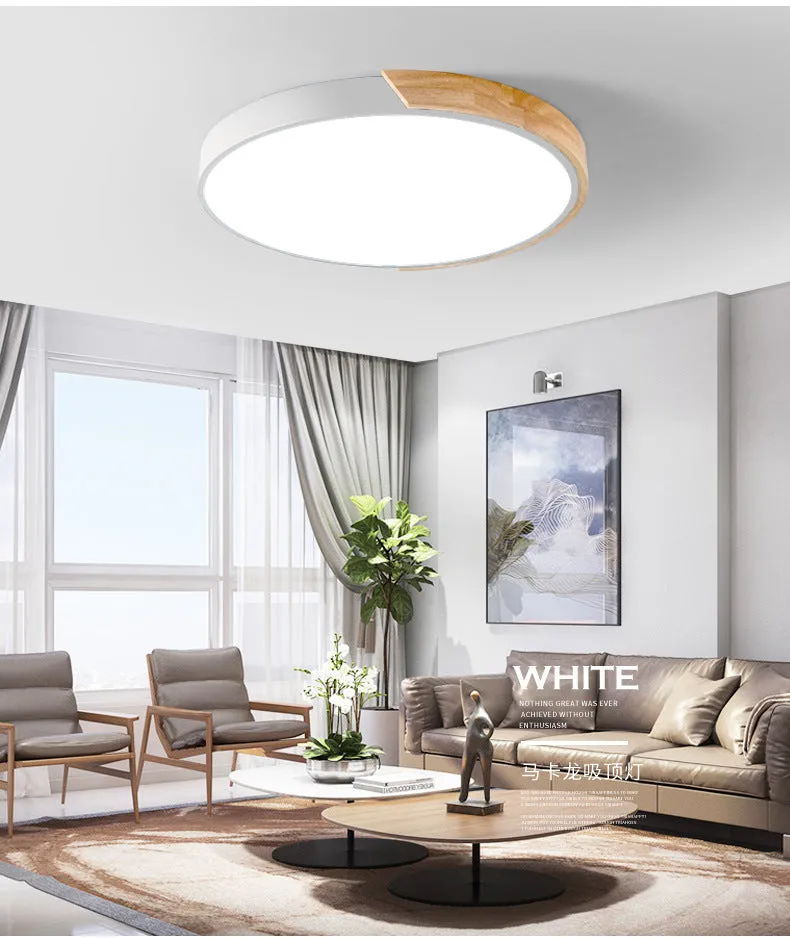 Macarons Modern Wooden LED Ceiling Light Super Thin Ceiling Flush Mount for Bedroom