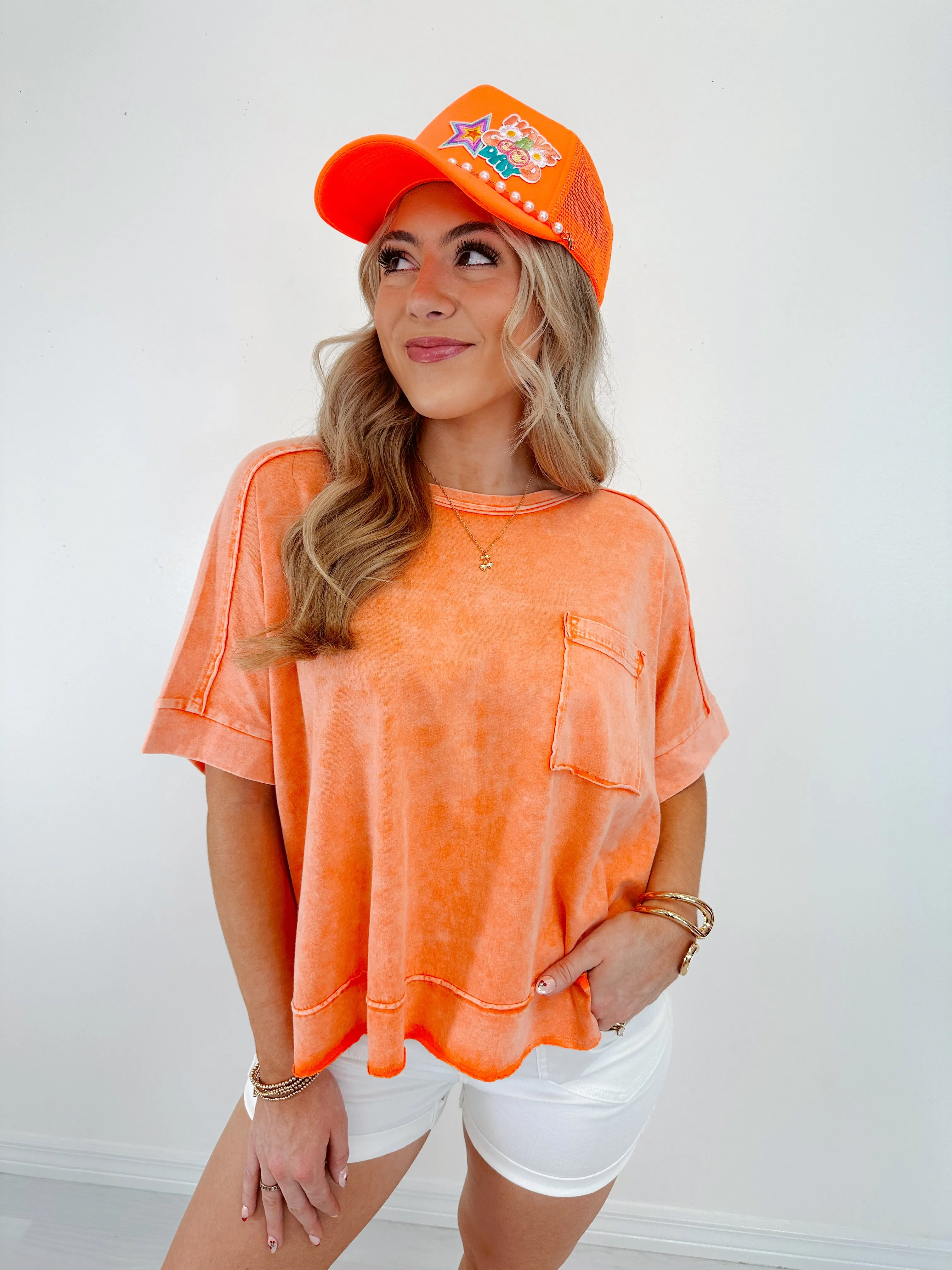 Maeve Mineral Washed Cropped Tee - Washed Orange
