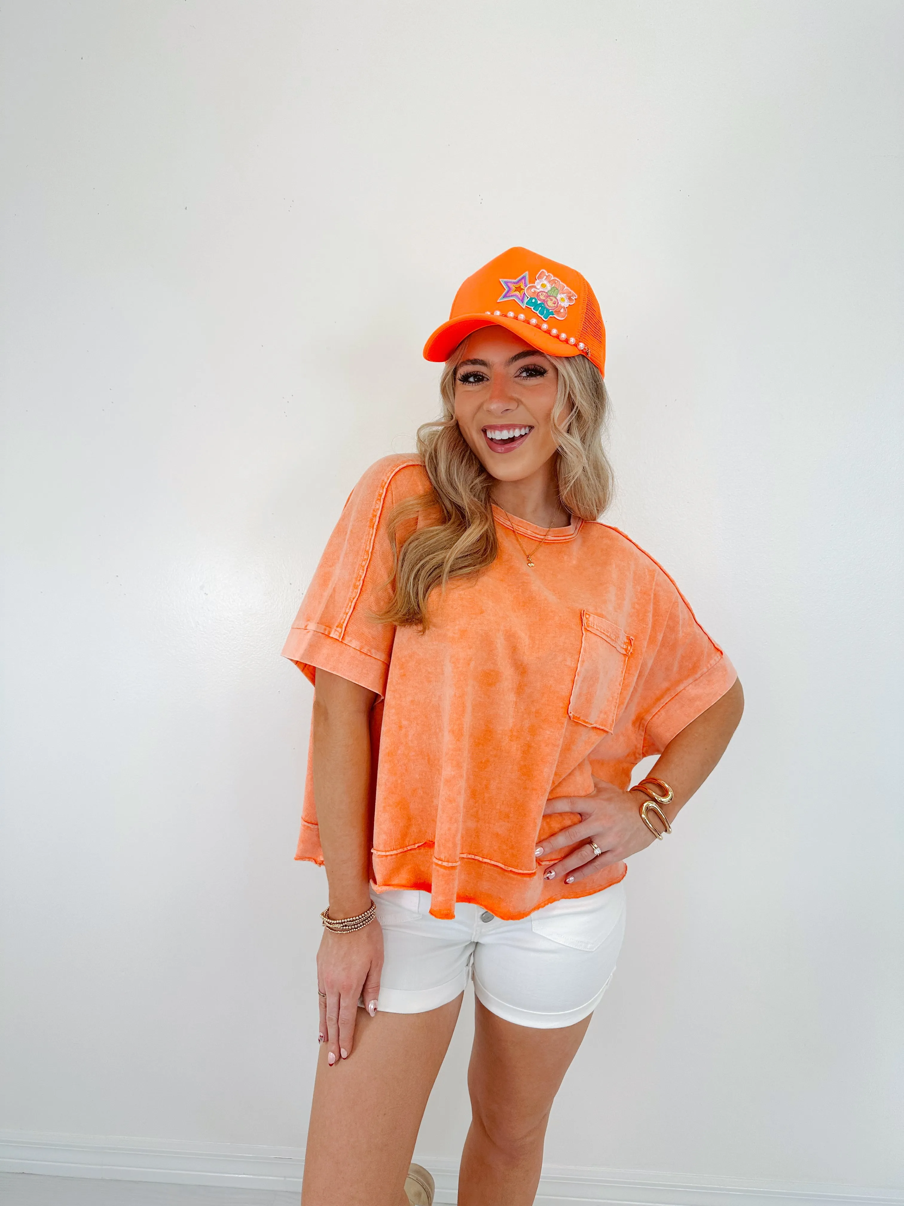Maeve Mineral Washed Cropped Tee - Washed Orange