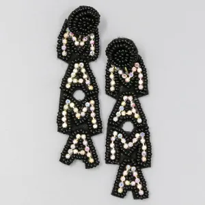 MAMA Seed Beaded Dangling Earrings