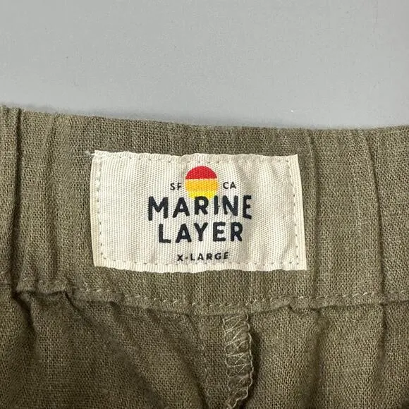 Marine Layer Beach Casual Shorts in Olive Green Hemp
