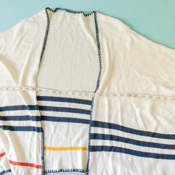 Marine Layer Hadley Cream Striped Open Front Boxy Cut Kimono One Size