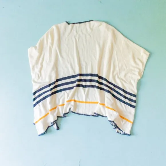 Marine Layer Hadley Cream Striped Open Front Boxy Cut Kimono One Size