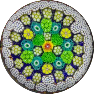 Matt Fimiano 2019 Patterned Complex Millefiori on Transparent Blue Ground