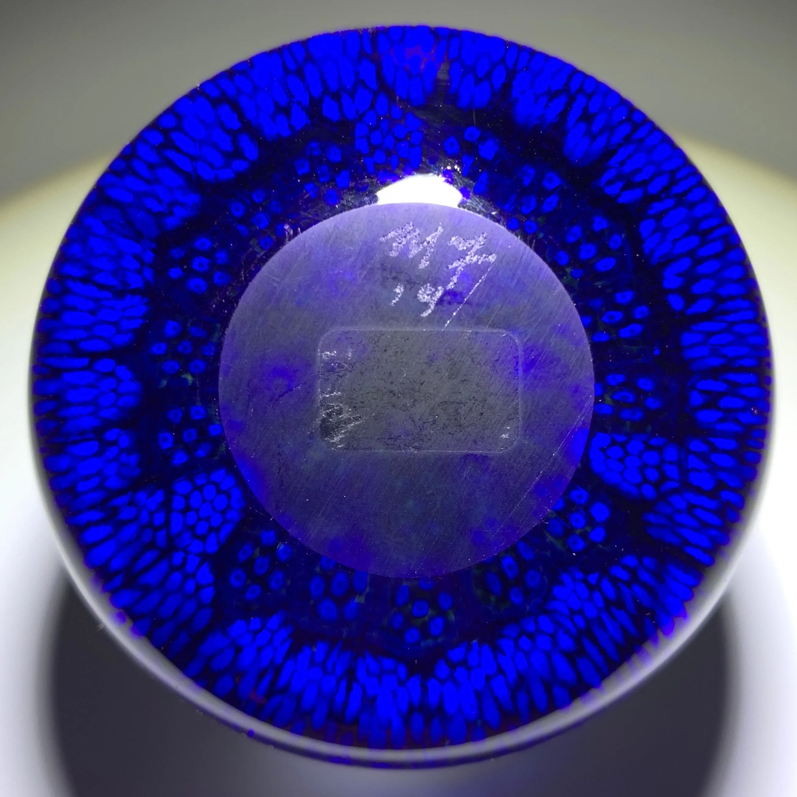 Matt Fimiano 2019 Patterned Complex Millefiori on Transparent Blue Ground