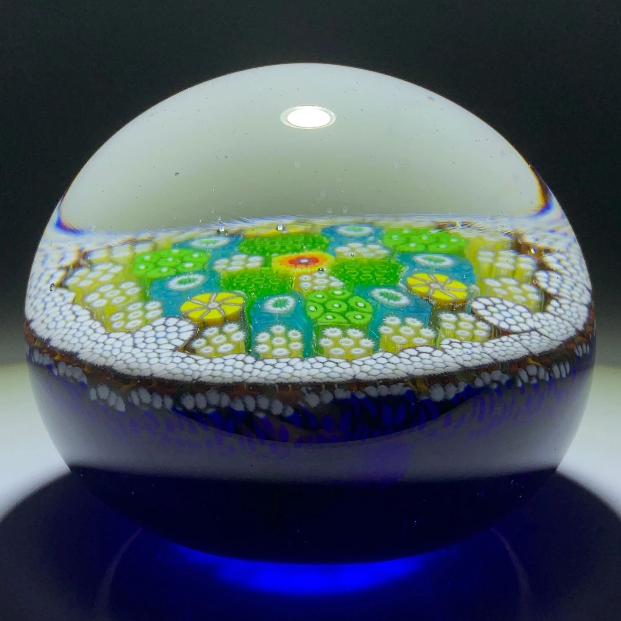Matt Fimiano 2019 Patterned Complex Millefiori on Transparent Blue Ground