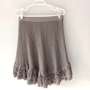 Max Studio Stretchy Grey Textured Pull-on Lined Sheer Skirt Ruffled Hem Medium