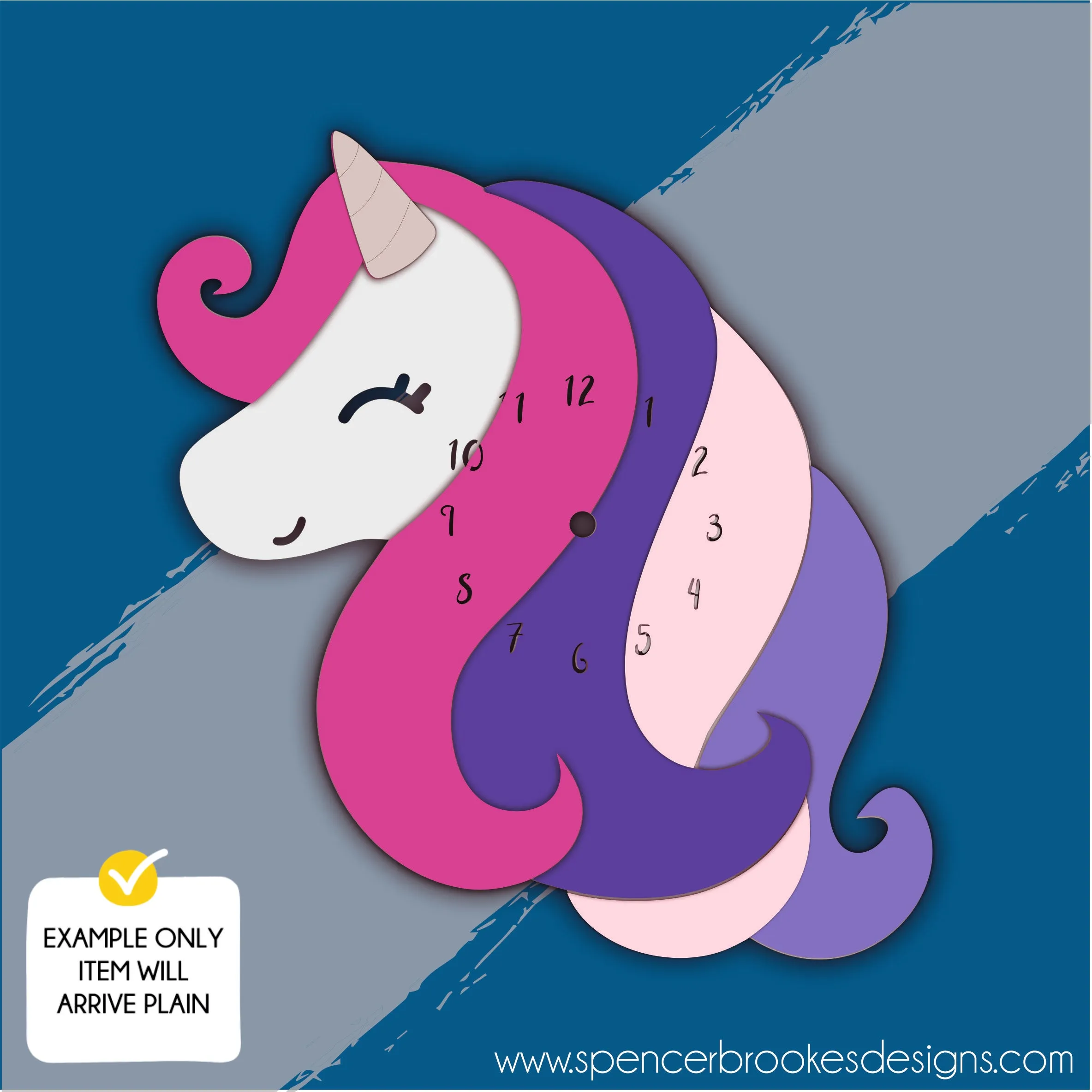 MDF Layered Clock - Unicorn