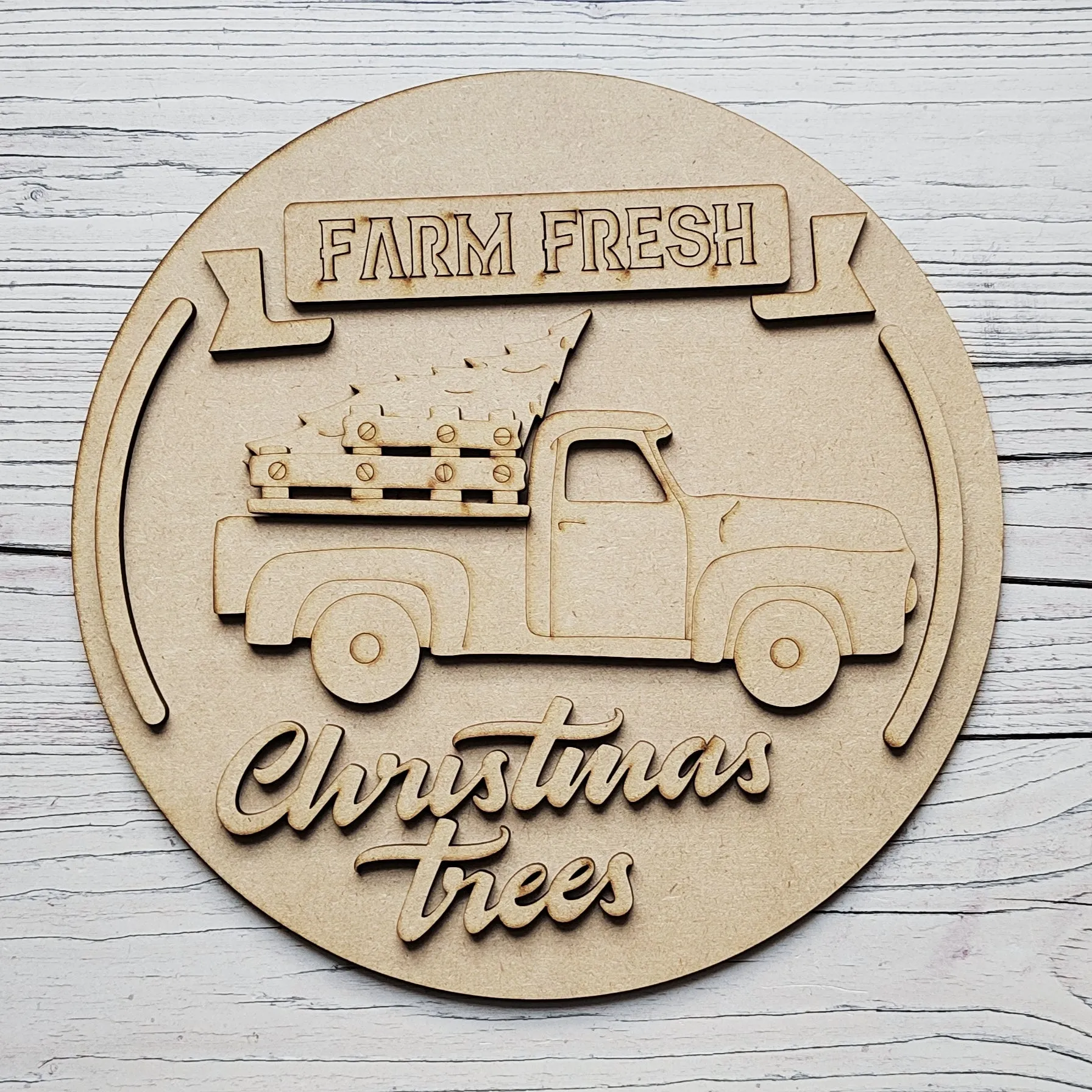 MDF Layered Farm Fresh Christmas Trees Christmas Plaque
