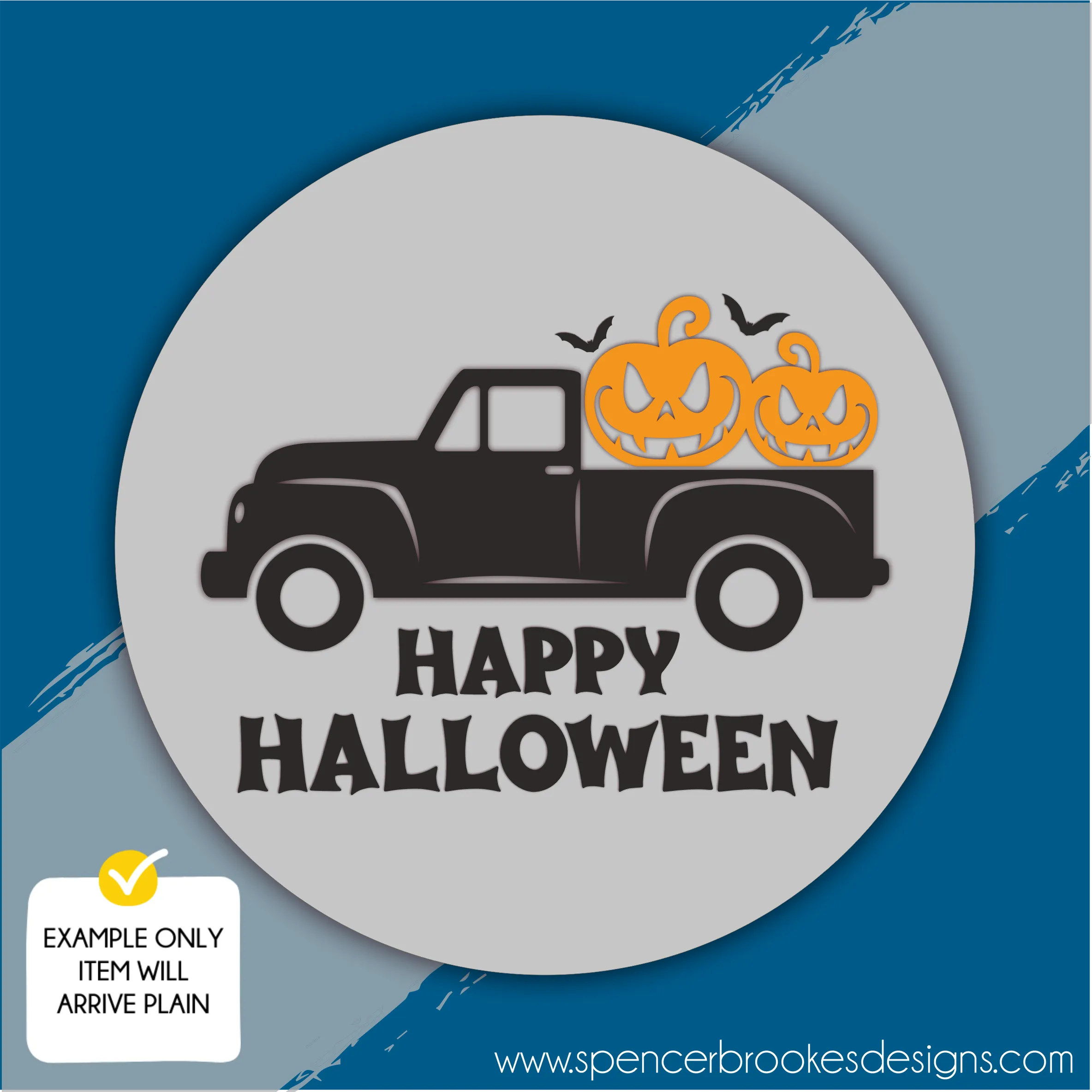 MDF Layered Happy Halloween Pumpkin Truck Plaque