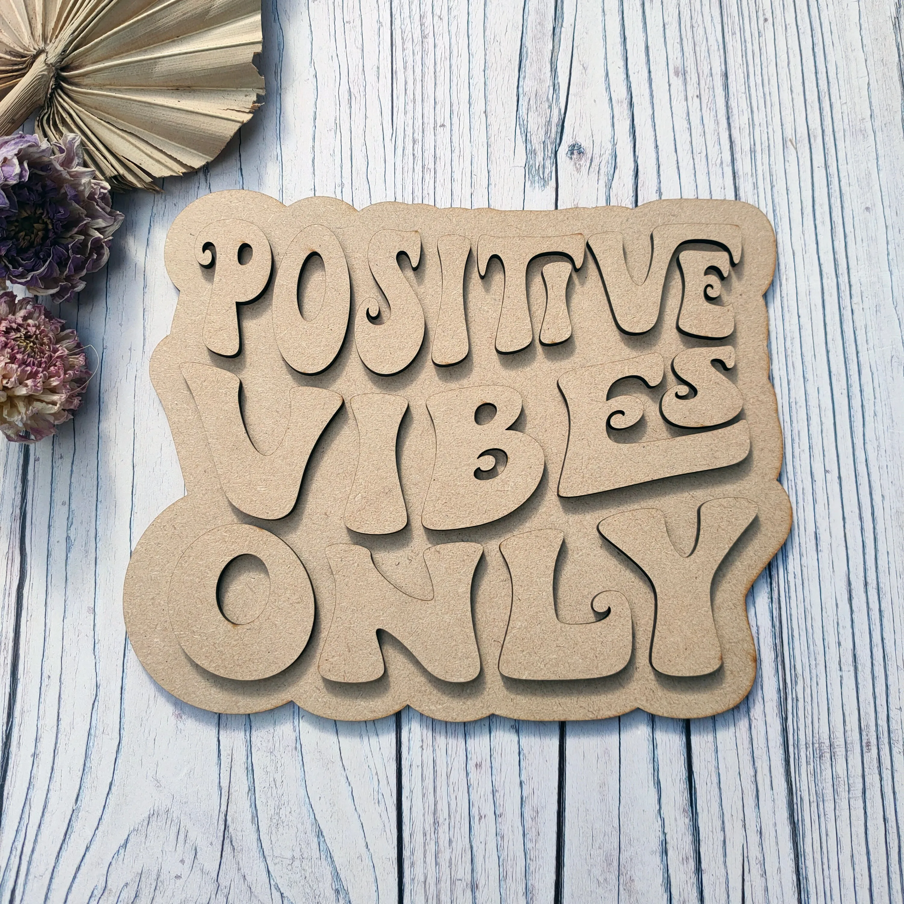 MDF Layered Positive Vibes Only Plaque