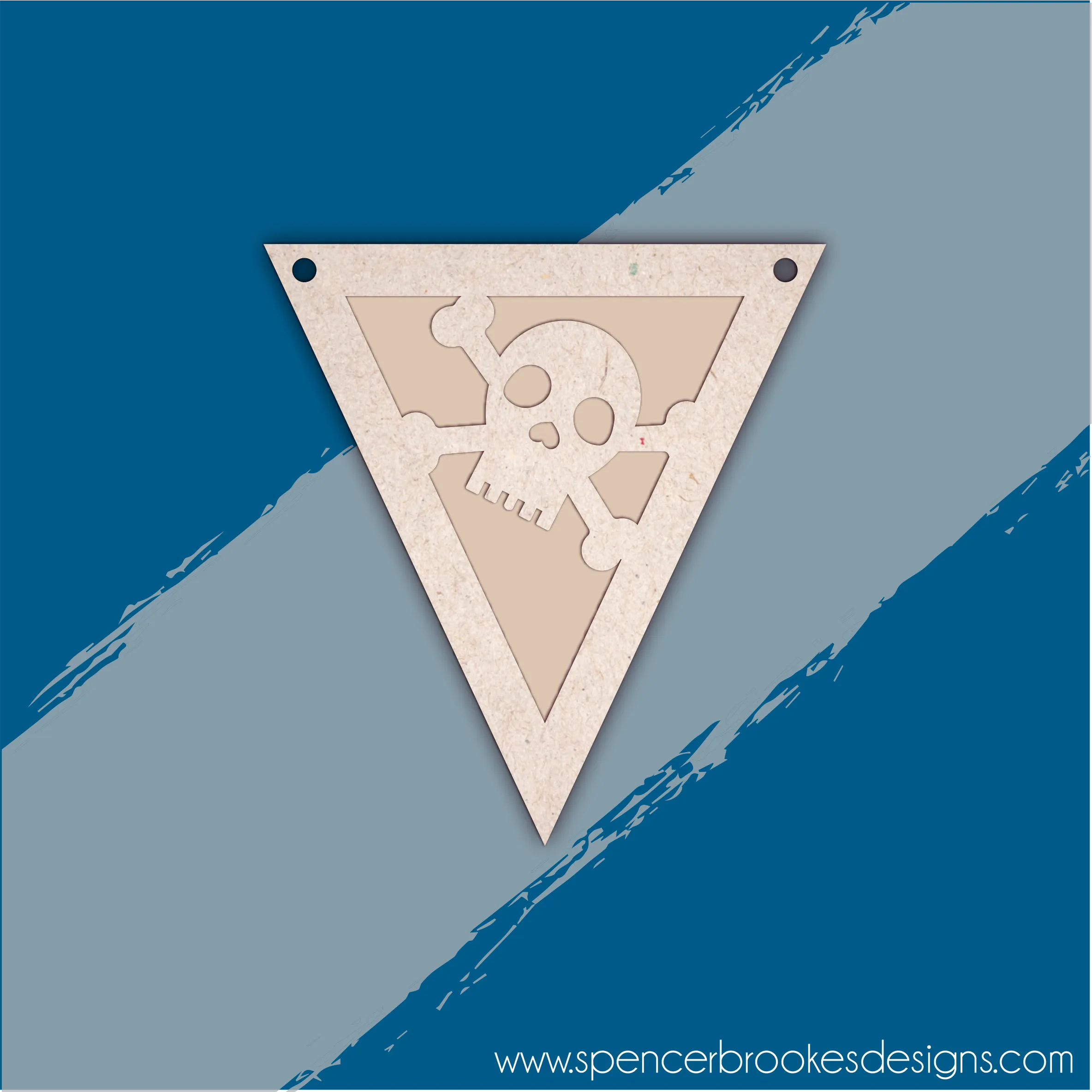 MDF Layered Triangle Halloween Flag Bunting - Skull and Cross Bones