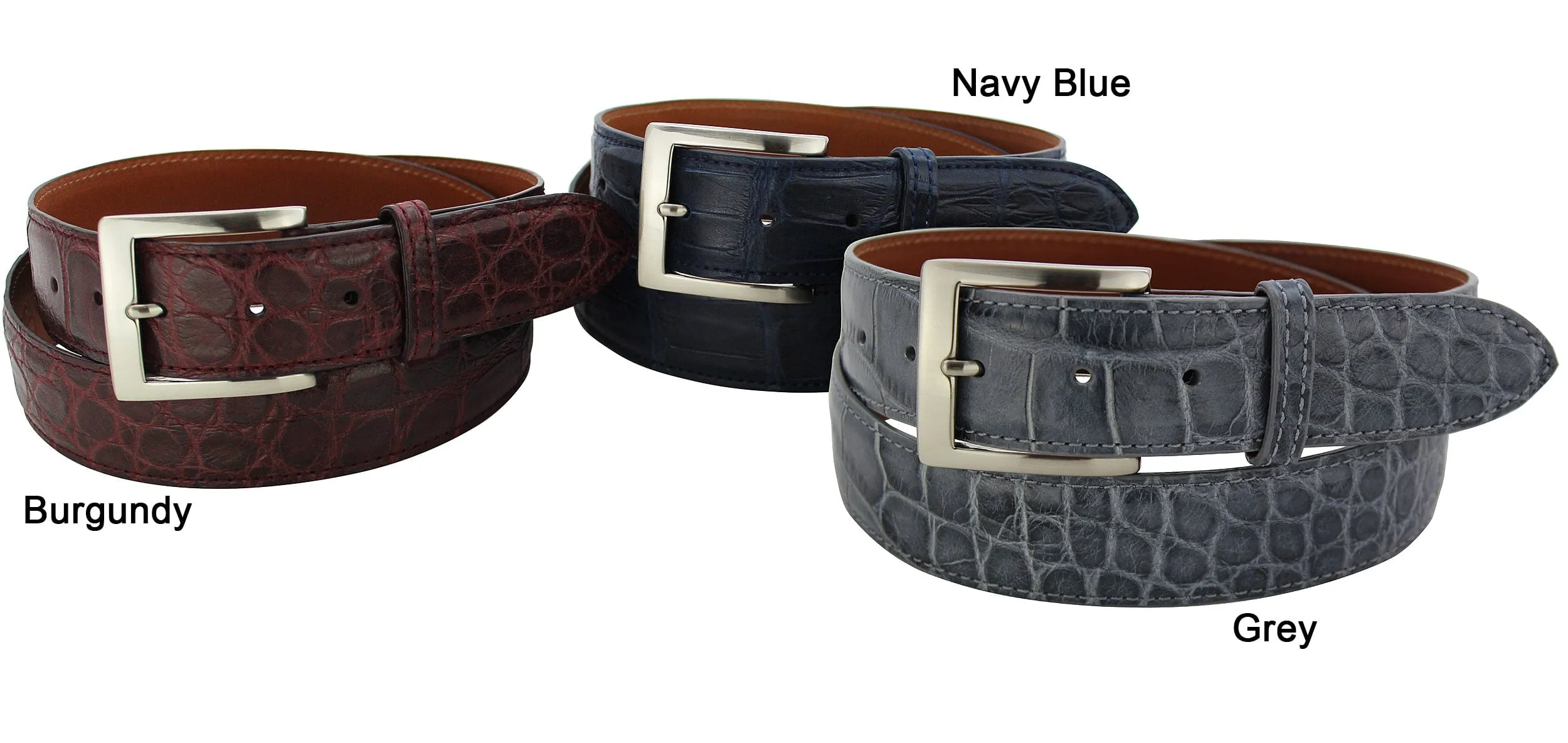 Men's Gray Alligator Designer Full Grain Leather Belt **Made To Order Allow 5 To 6 Weeks To Ship