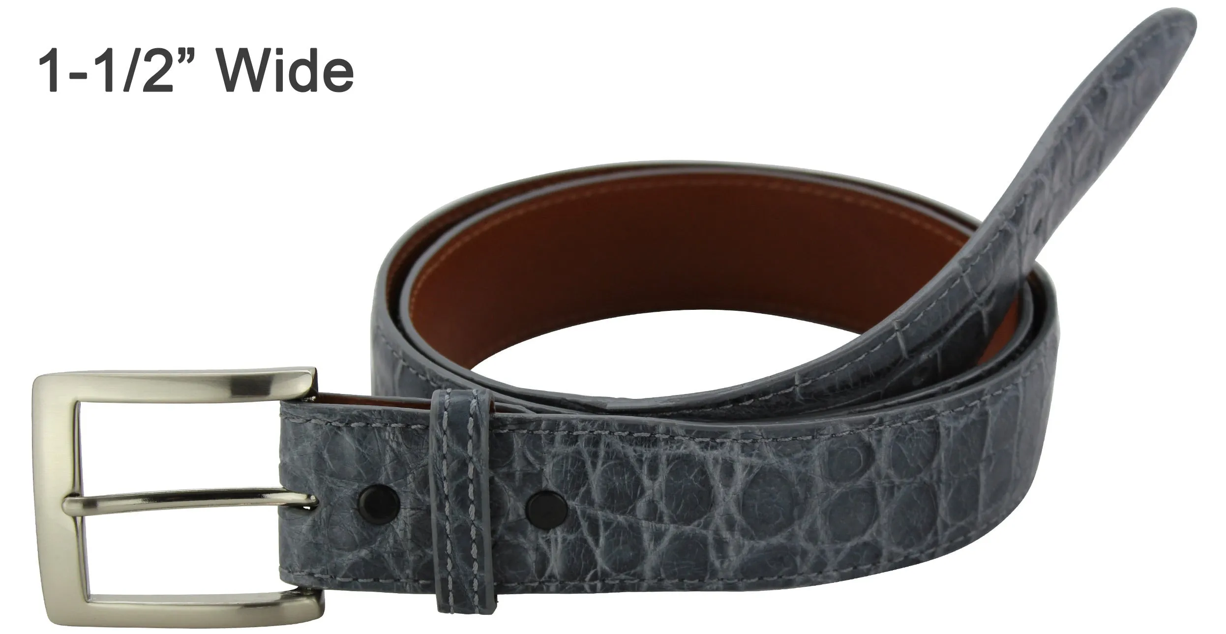 Men's Gray Alligator Designer Full Grain Leather Belt **Made To Order Allow 5 To 6 Weeks To Ship