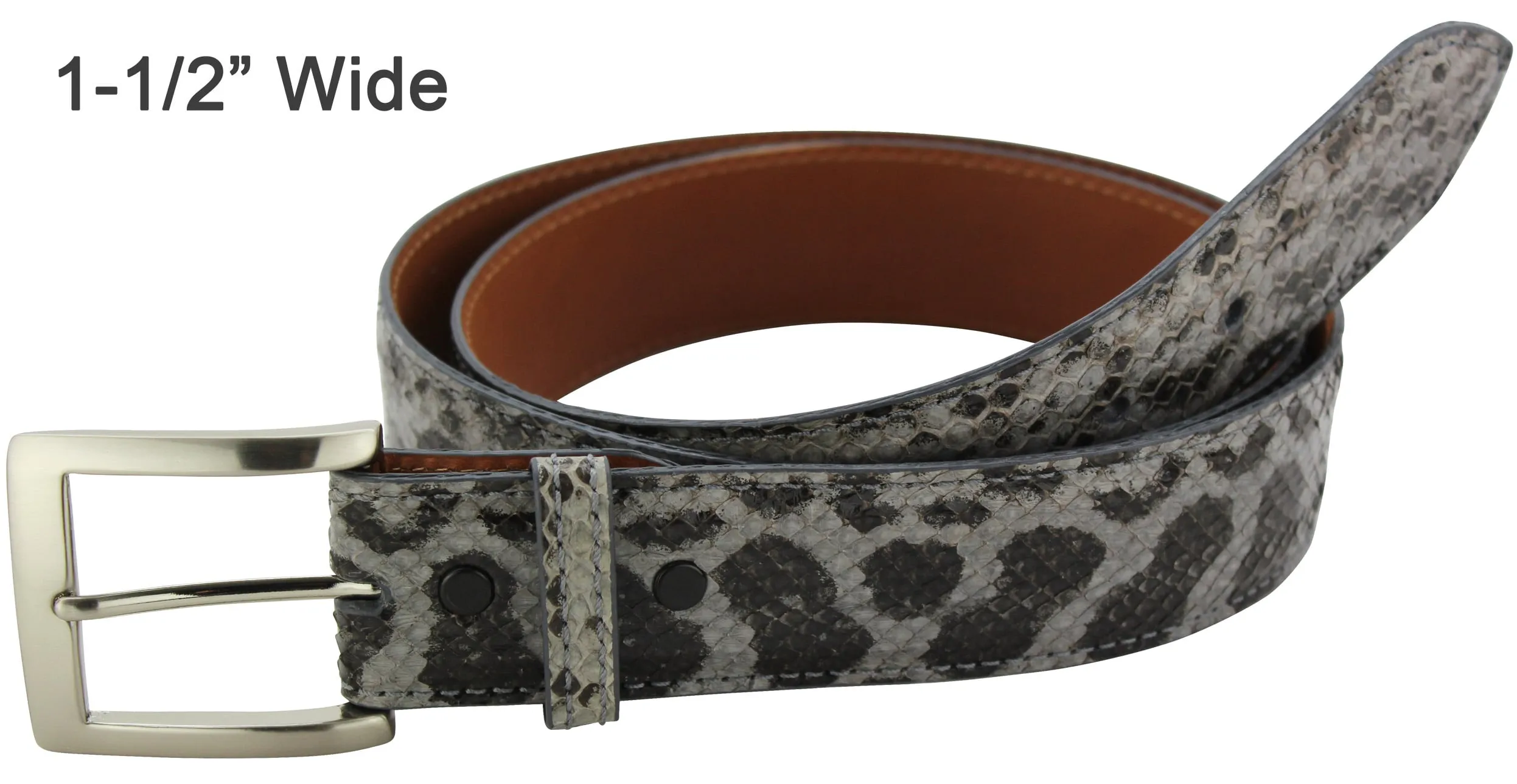 Men's Gray Anaconda Snake Skin Designer Full Grain Leather Belt **Made To Order Allow 5 To 6 Weeks To Ship