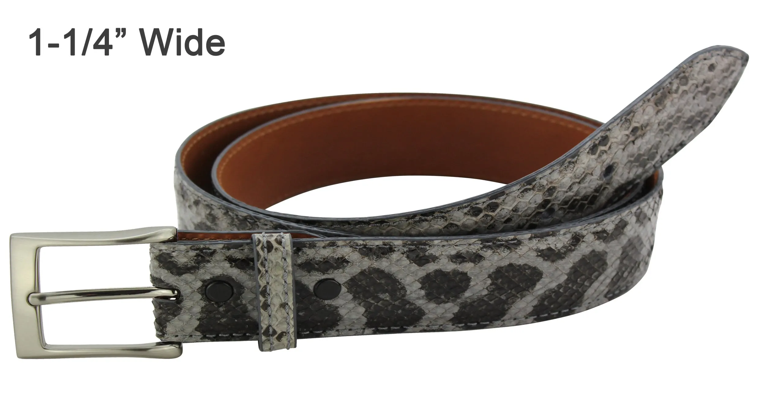 Men's Gray Anaconda Snake Skin Designer Full Grain Leather Belt **Made To Order Allow 5 To 6 Weeks To Ship