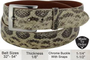 Men's Natural Anaconda Snake Skin Designer Full Grain Leather Belt **Made To Order Allow 5 To 6 Weeks To Ship